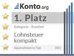 Konto.org - Steuersoftware Test 2021 - 1. Platz in der Kategorie Komfort: Lohnsteuer kompakt
